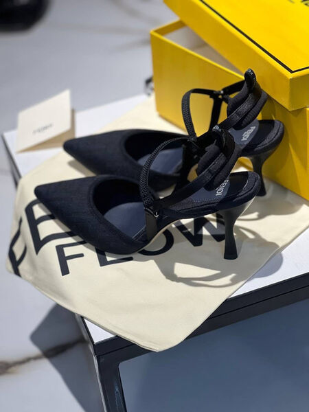 Туфли Fendi женский текстиль черный 105125-2