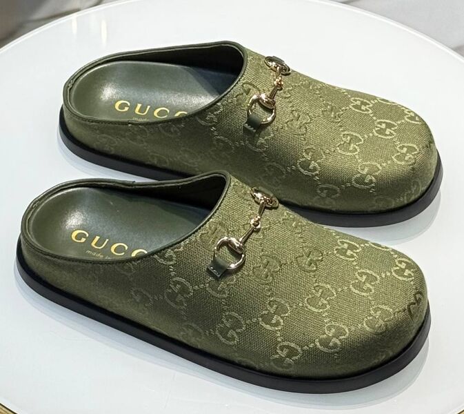 Сабо Gucci женский текстиль болотный 199778