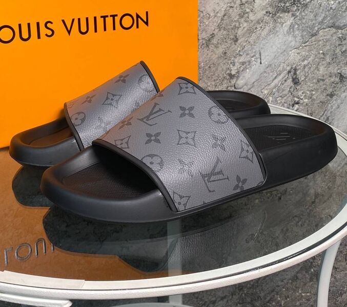 Мужские шлепки Louis Vuitton мужской кожа графитовый 151944