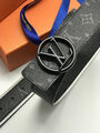 Мужской ремень Louis Vuitton мужской кожа черный 100979-6