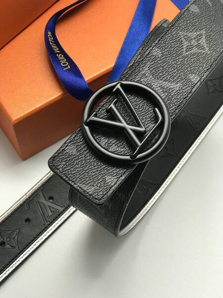 Мужской ремень Louis Vuitton мужской кожа черный 100979-6