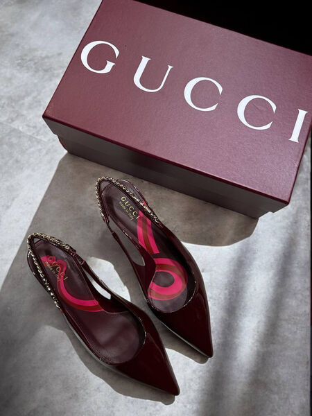 Туфли Gucci женский кожа бордовый 180140