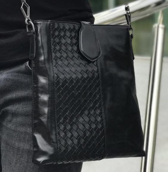 Мужская сумка мессенджер Bottega Veneta мужской кожа черный 41162