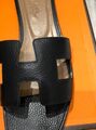 Шлепки Hermès женский кожа черный 89359-3