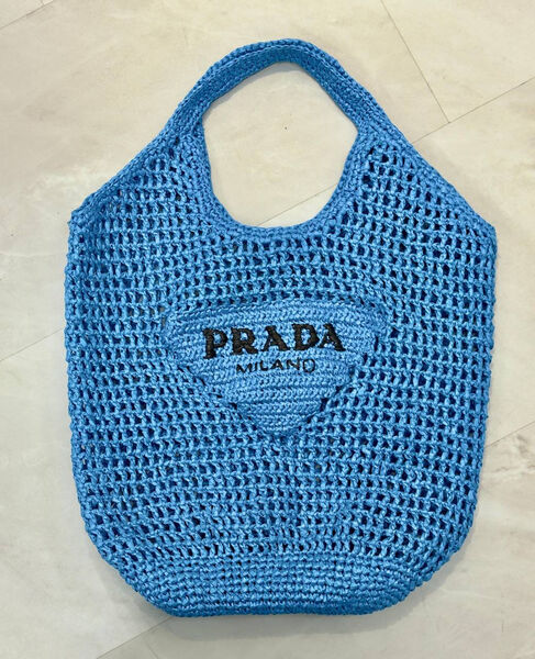 Сумка Prada женский вязаная ткань синий 187917