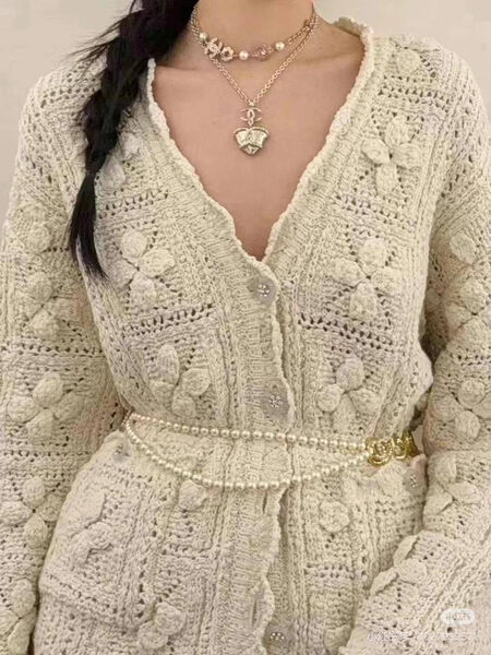 Кардиган Chanel женский вязаная ткань бежевый 172399-2