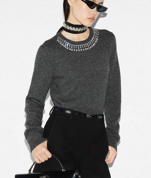Свитер Gucci женский вязаная ткань графитовый 176273