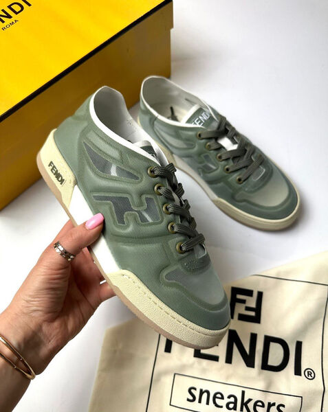 Кеды Fendi женский текстиль болотный 114762-2