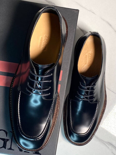 Мужские туфли Zegna мужской кожа черный 173123-3