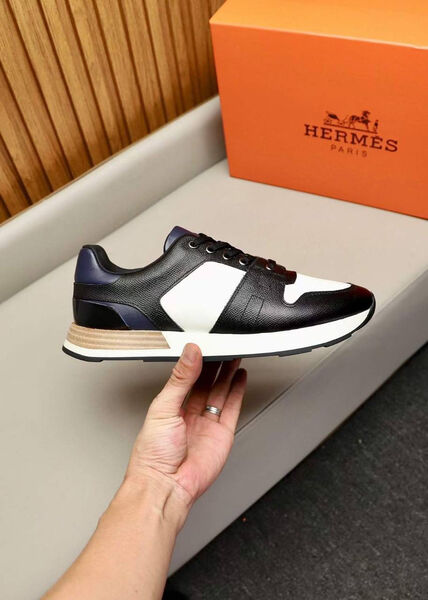 Мужские кроссовки Hermès мужской кожа черный 140293-2