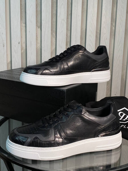 Мужские кеды Philipp Plein мужской кожа черный 151902-4