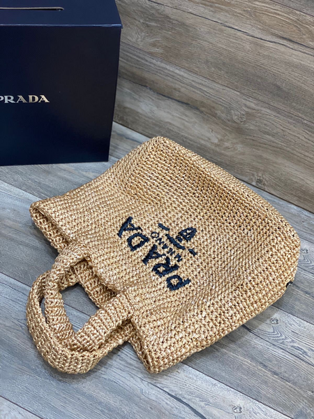 Сумка Prada женский вязаная ткань бежевый 77205-3