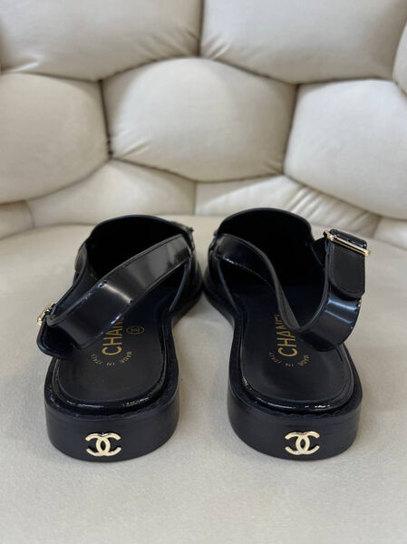 Туфли Chanel женский кожа черный 184318