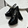 Босоножки Chanel женский кожа черный 146174-2