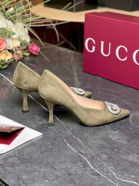 Женские туфли Gucci женский замша хаки u0695506-1-4