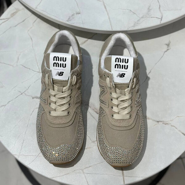 Кроссовки Miu Miu женский текстиль бежевый 139232-4