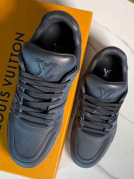Мужские кроссовки Louis Vuitton мужской кожа черный 173000-10