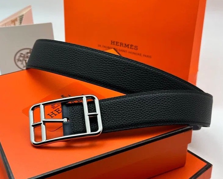 Мужской ремень Hermès мужской кожа черный 182673