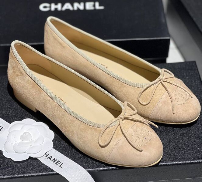 Балетки Chanel женский замша бежевый 149376