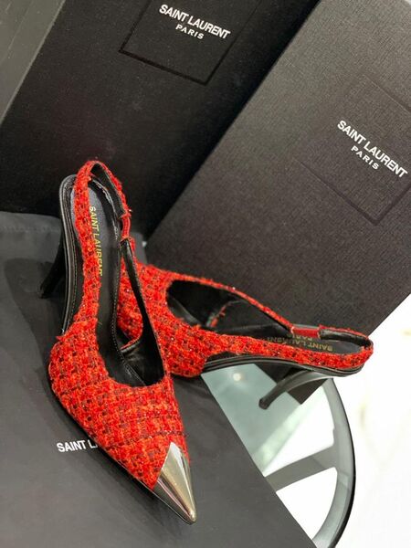 Туфли Saint Laurent женский бордовый 81026-2