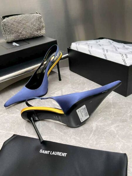 Женские туфли Saint Laurent женский кожа голубой a6396348-1-5
