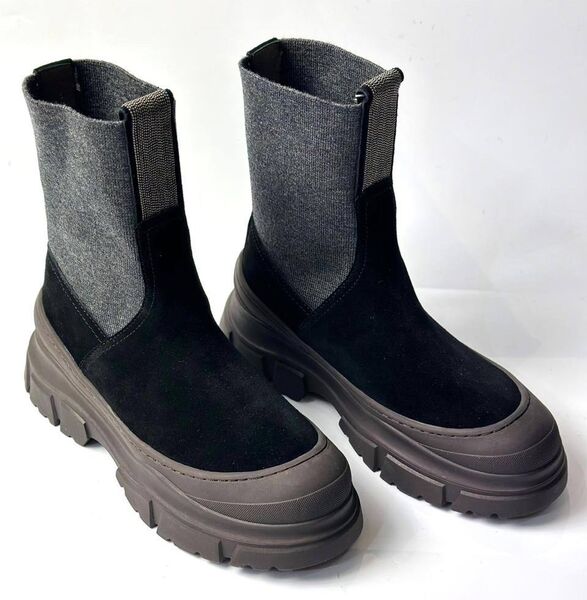 Ботинки Brunello Cucinelli женский текстиль черный 129416