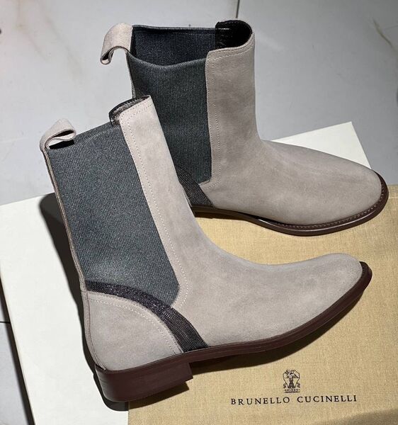 Ботинки Brunello Cucinelli женский замша графитовый 128256
