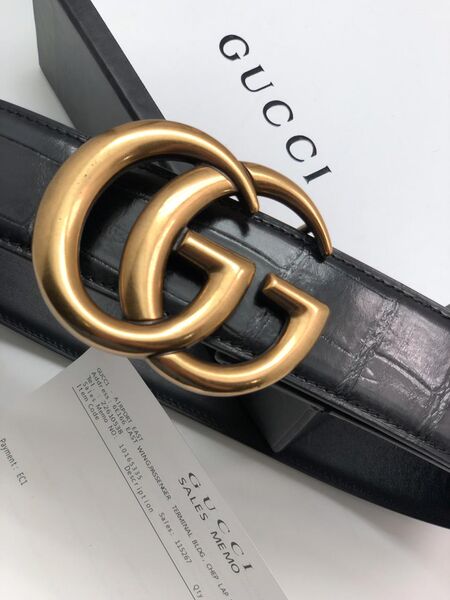 Мужской ремень Gucci мужской кожа черный 52373-4