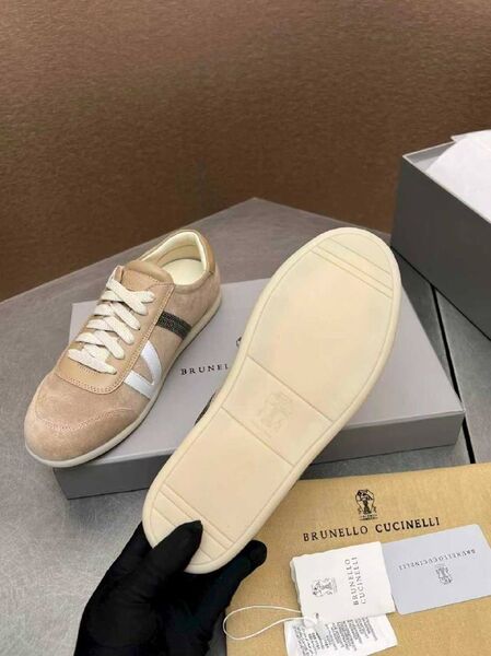 Женские кеды Brunello Cucinelli женский замша бежевый f0067862-1-7