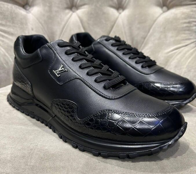 Мужские кроссовки Louis Vuitton мужской кожа черный 140506