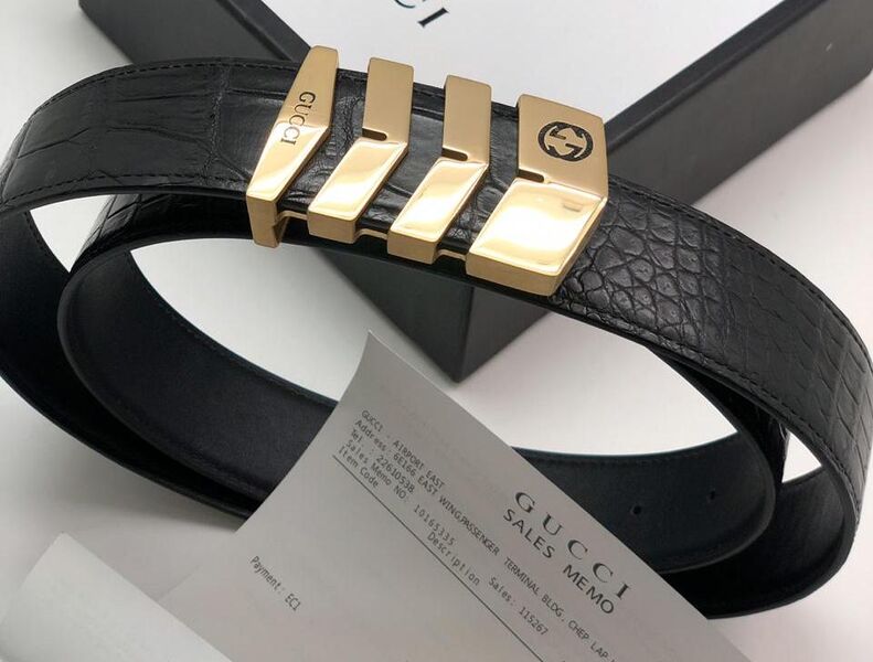 Мужской ремень Gucci мужской кожа черный 52379