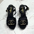 Босоножки Chanel женский текстиль черный 180460-3