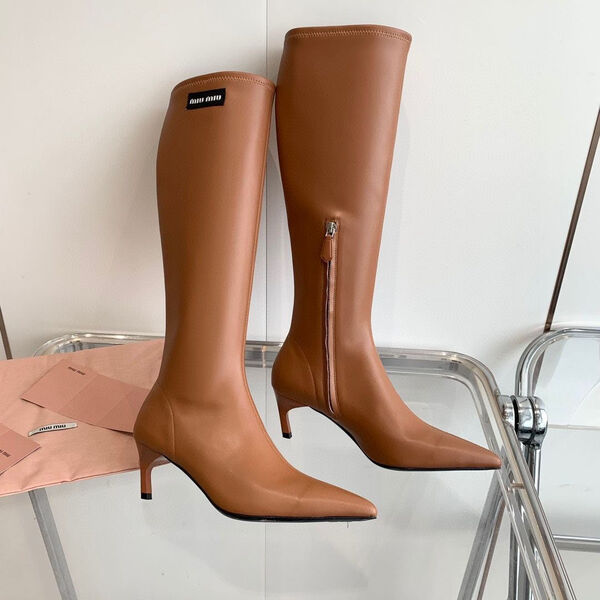 Сапоги Miu Miu женский кожа бежевый 124588-2
