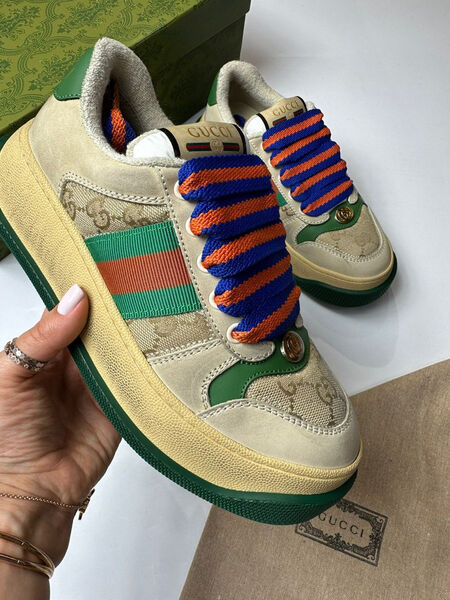 Кеды Gucci женский текстиль бежевый 120790-2