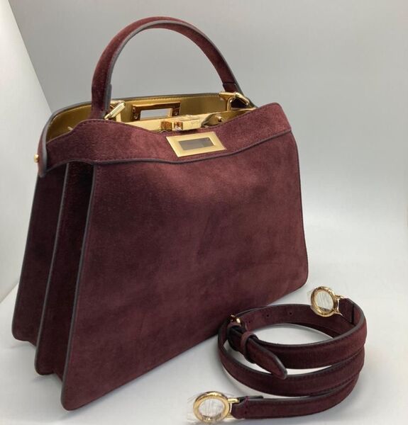 Сумка Fendi Peekaboo женский замша бордовый 119922