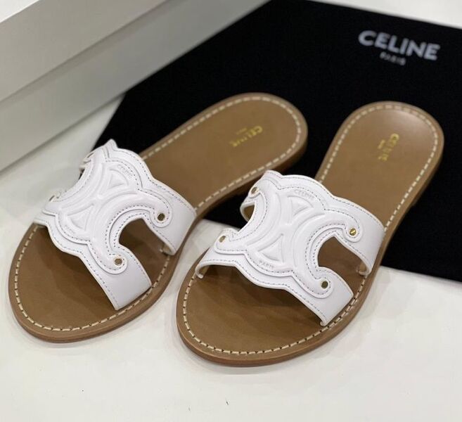 Шлепки Celine женский кожа белый 106267