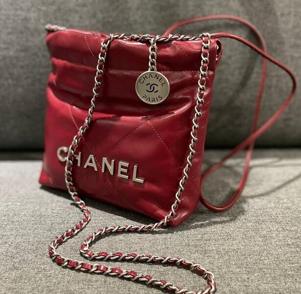 Сумка Chanel 22 женский кожа бордовый 120312