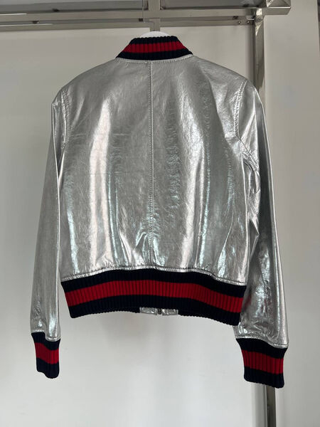 Бомбер Gucci женский кожа графитовый 141925-2