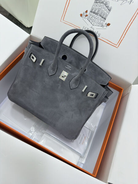 Сумка Hermès Birkin 25 женский замша графитовый 155730-5