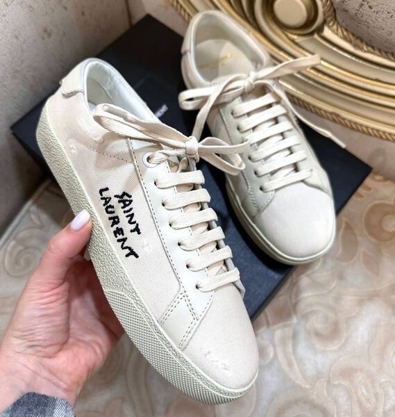 Кеды Saint Laurent женский текстиль белый 127715