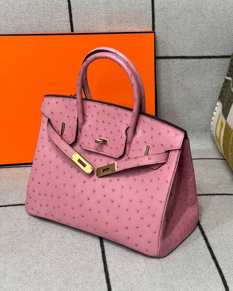 Сумка Hermès Birkin 30 Ostrich Terre Cuite Hardware женский кожа розовый 122723-3