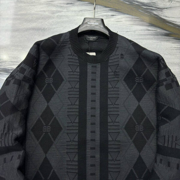 Мужской свитер Balenciaga мужской вязаная ткань графитовый 170757-3