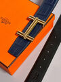 Мужской ремень Hermès мужской кожа синий 152879-5