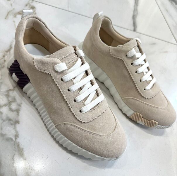 Кроссовки Hermès женский замша бежевый 104798