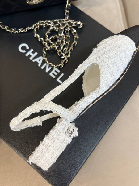 Туфли Chanel женский твид белый 192669-4