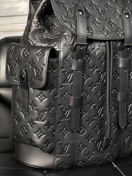 Мужской рюкзак Louis Vuitton мужской кожа черный 121418-6