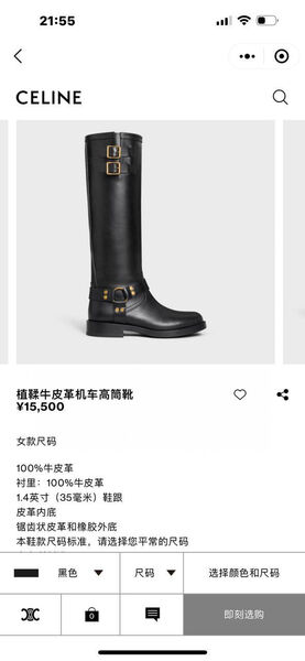 Сапоги Celine женский кожа черный 127504-4