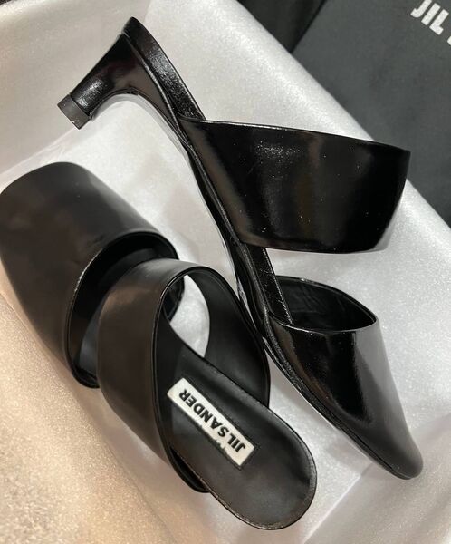 Шлепки Jil Sander женский кожа черный 155084