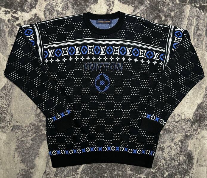 Мужской свитер Louis Vuitton мужской вязаная ткань черный 170308