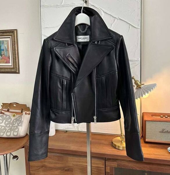 Куртка Saint Laurent женский кожа черный 196526